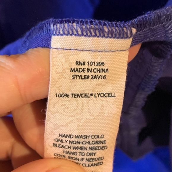 Soft Surroundings NEW 100% Tencel Purple Button Up Trapeze Hem Collared Top M - Picture 2 of 8